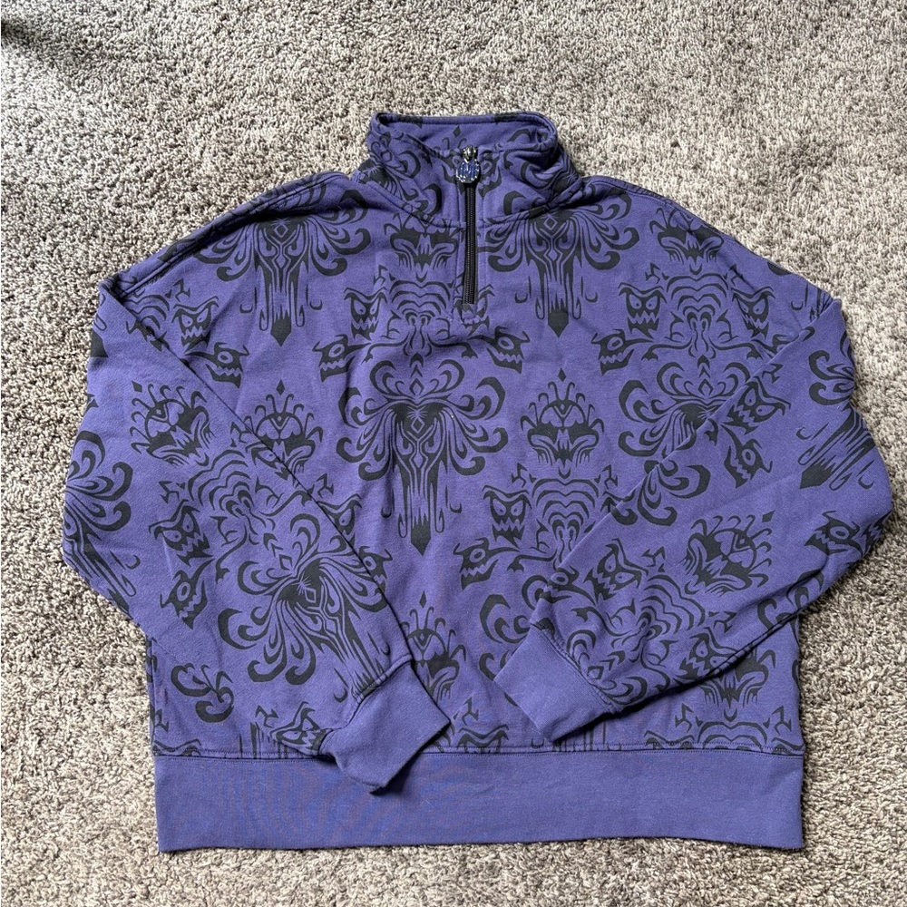 Disney Parks Women’s Cropped Quarter Zip Haunted Mansion Sweatshirt Size S